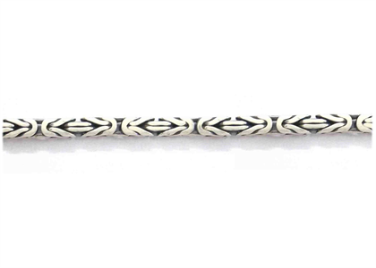 Rhodium Plated Mens Byzantine Chain